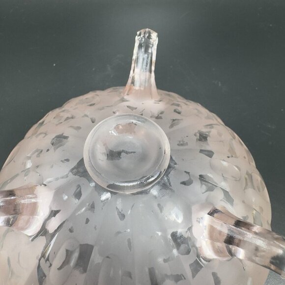 1930s Fenton Ming Pink Glass Rose Bowl Dish Etched 3 Footed Bowl Frosted Finish - Picture 8 of 15